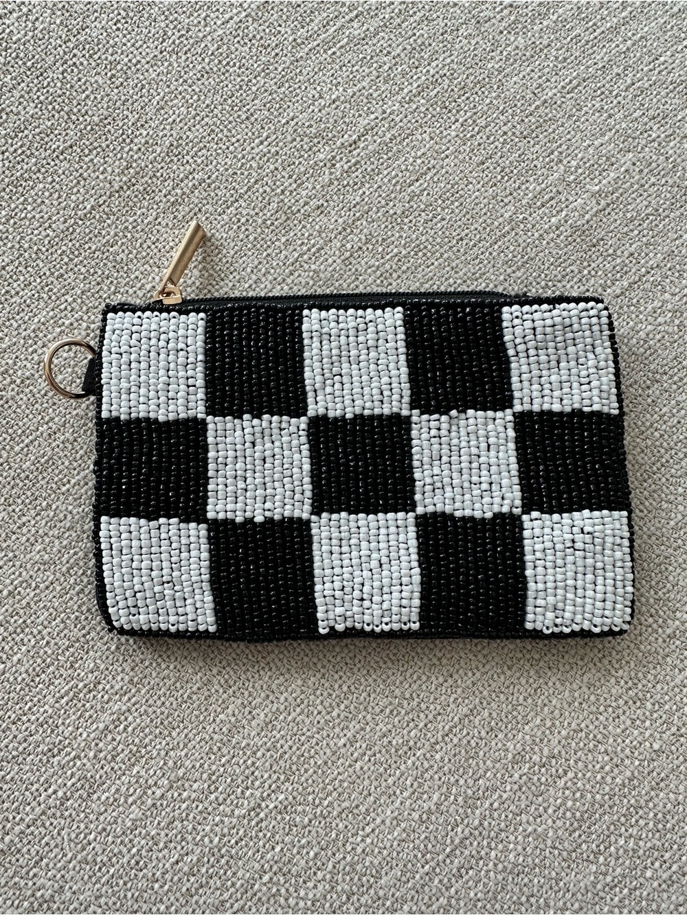 Universal Thread Black & White Beaded Checker Wallet